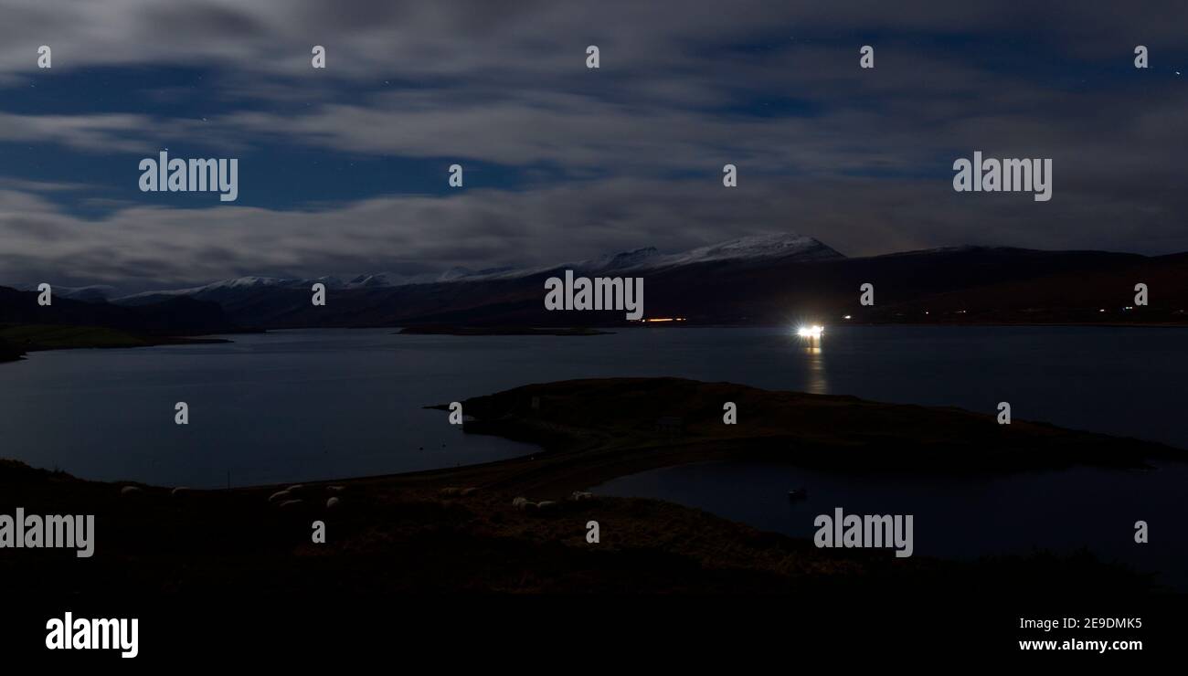 Loch Eriboll at night, Northern Scotland Stock Photo