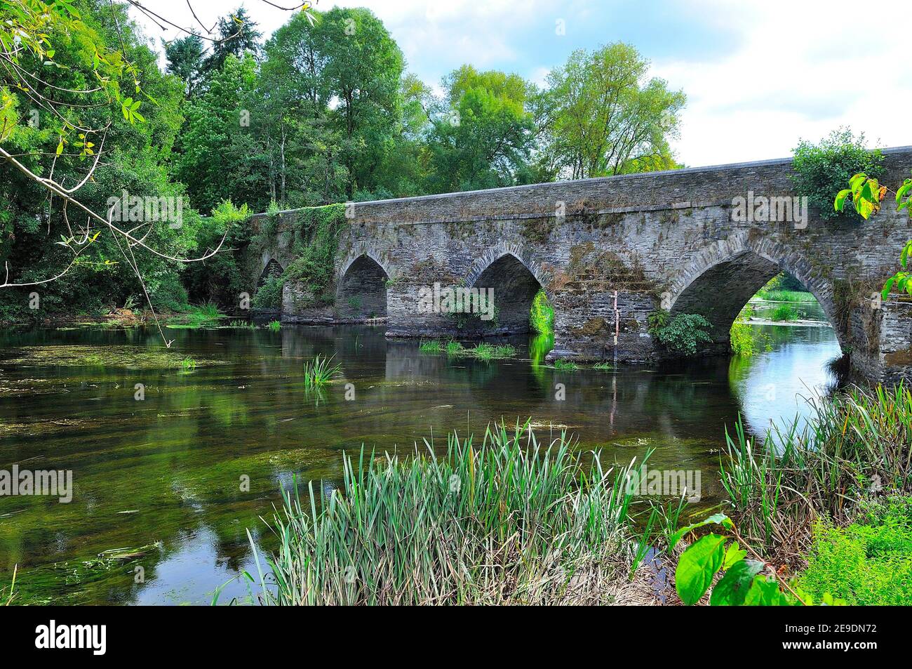 Medieval bridge over the Miño river. Rábade. Lugo province. Galicia