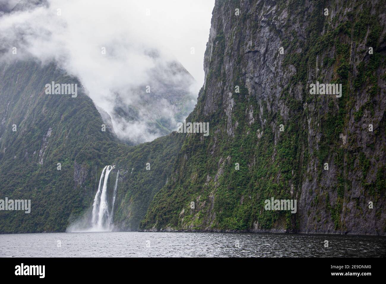 Stirling Falls, Milford sound, South Island, New Zealand Stock Photo