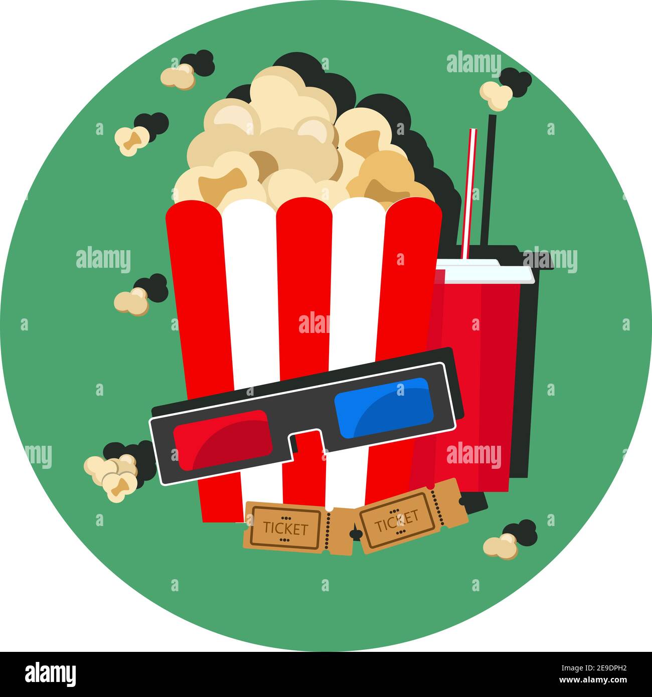 POp corn and soda set for moovie time Stock Vector