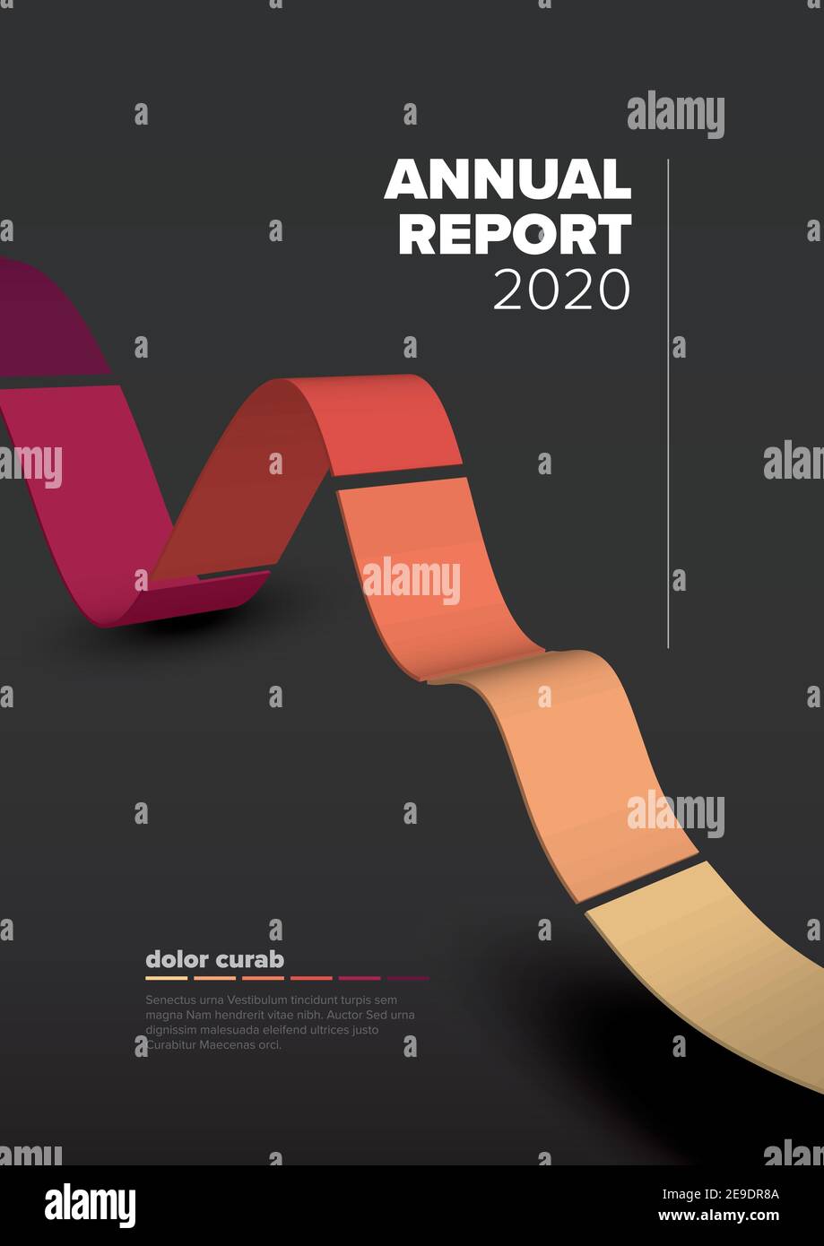Vector abstract dark annual report cover template with sample text and ...