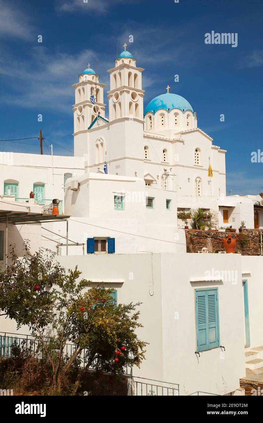 View to the blue domed Agios Ioannis Church in Ano Petali village near  Apollonia Church, Sifnos, Cyclades Islands, Greek Islands, Greece, Europe  Stock Photo - Alamy