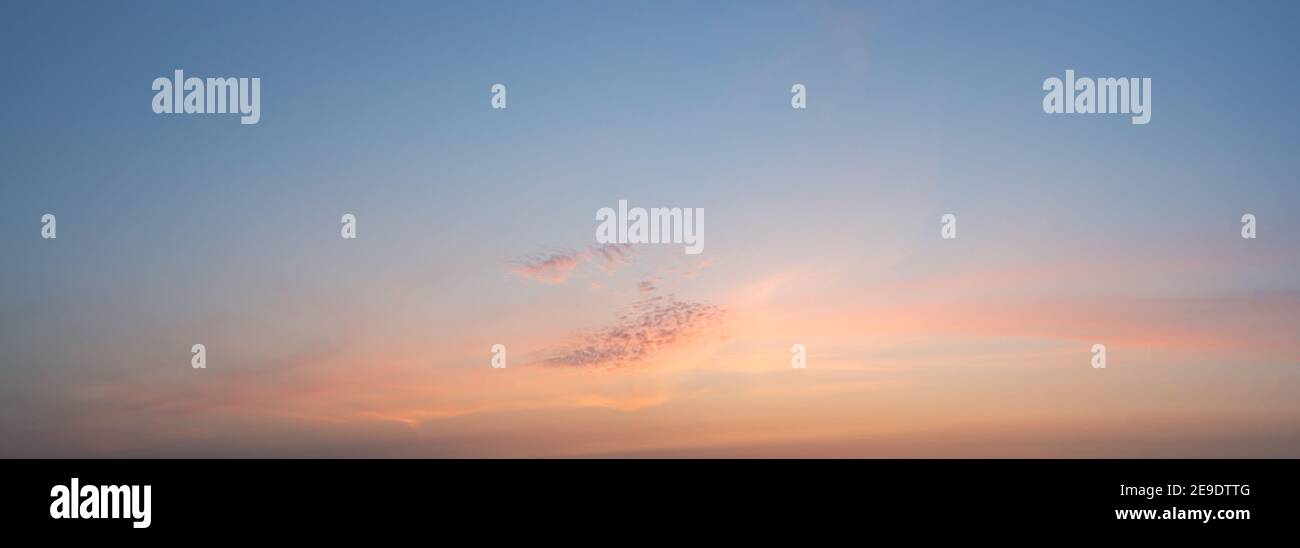 Panorama sky in pastel colors in the sunset with fluffy clouds Stock ...