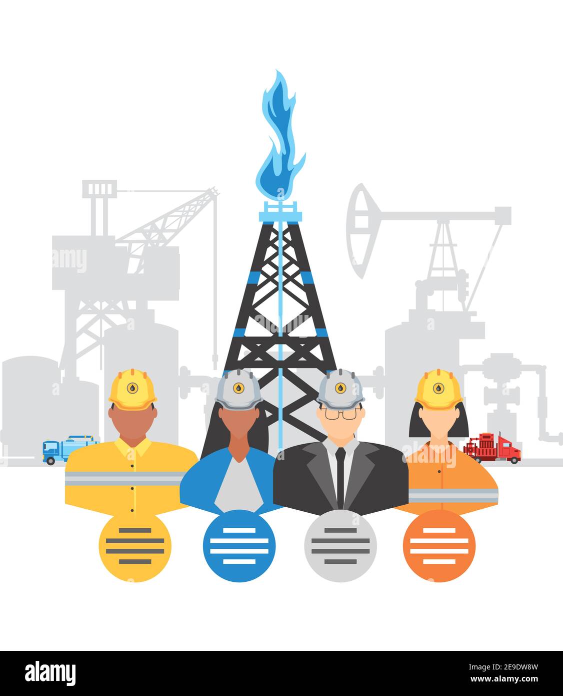 fracking oil tower rig industry and workers characters vector ...