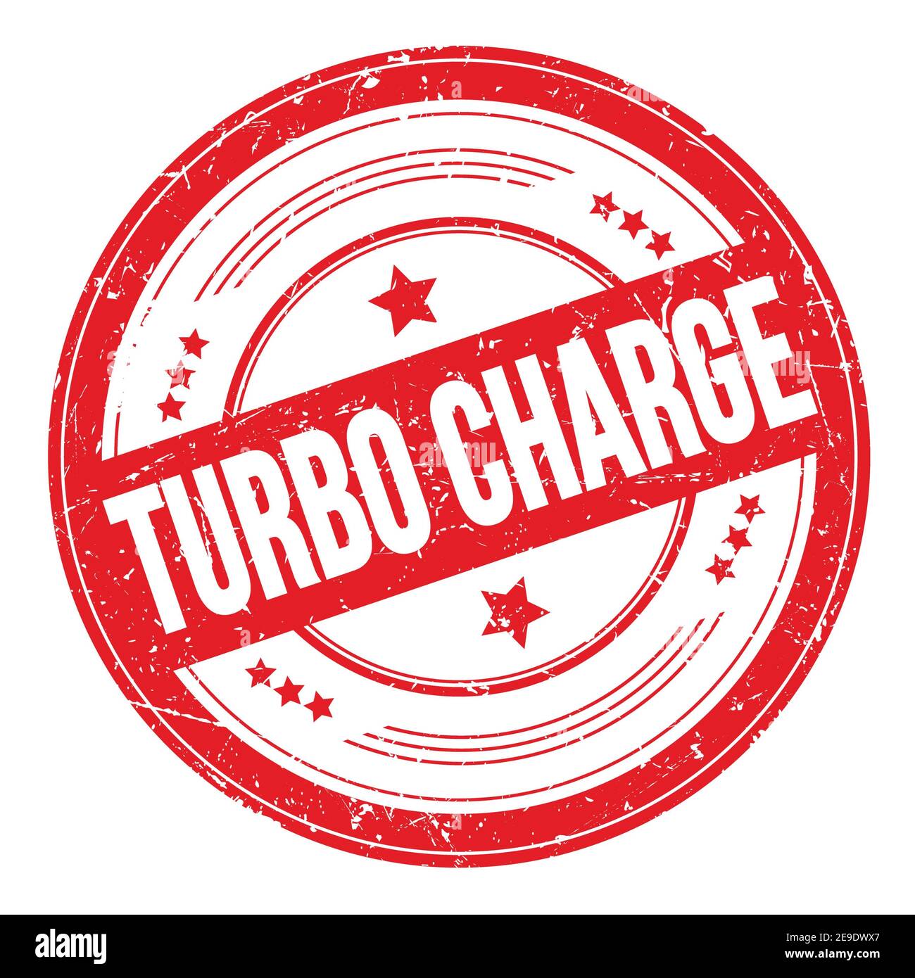 TURBO CHARGE text on red round grungy texture stamp. Stock Photo