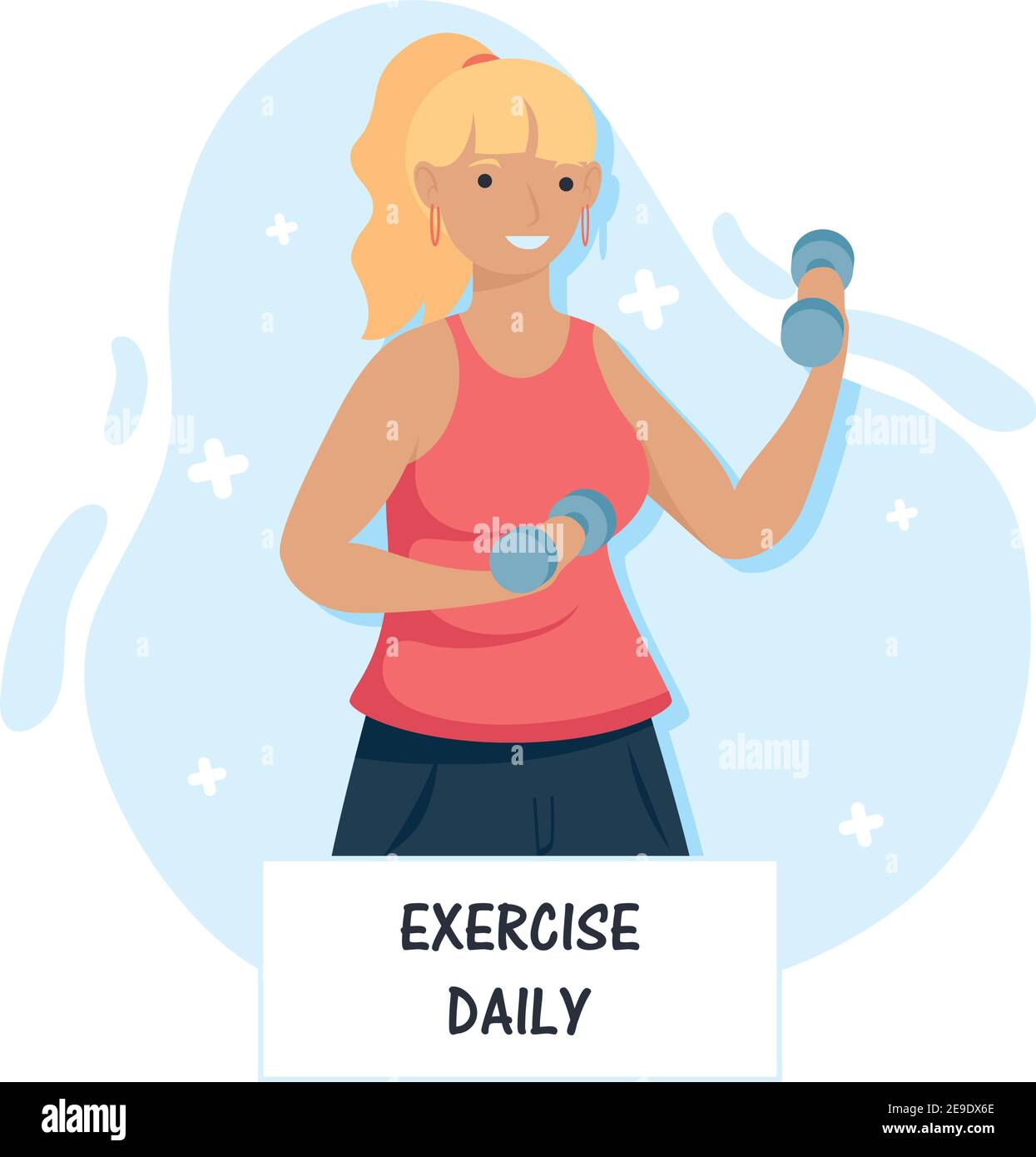 exercise daily lettering for immune system with woman lifting dumbbells ...