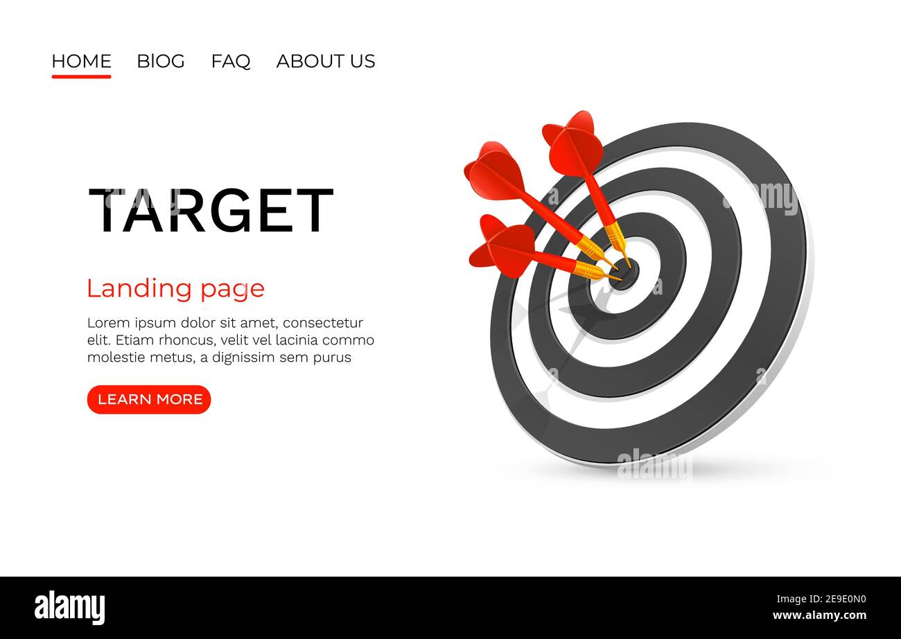 Target landing page, banner business 3d icon. Vector illustration Stock Vector