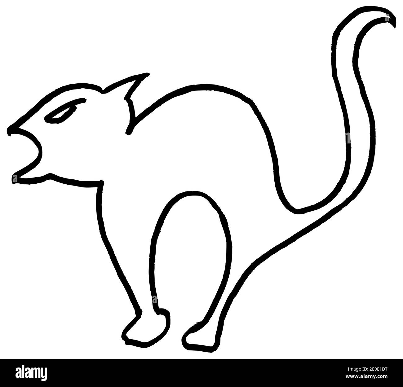 Furious and angry black cat vector free hand drawing Stock Photo