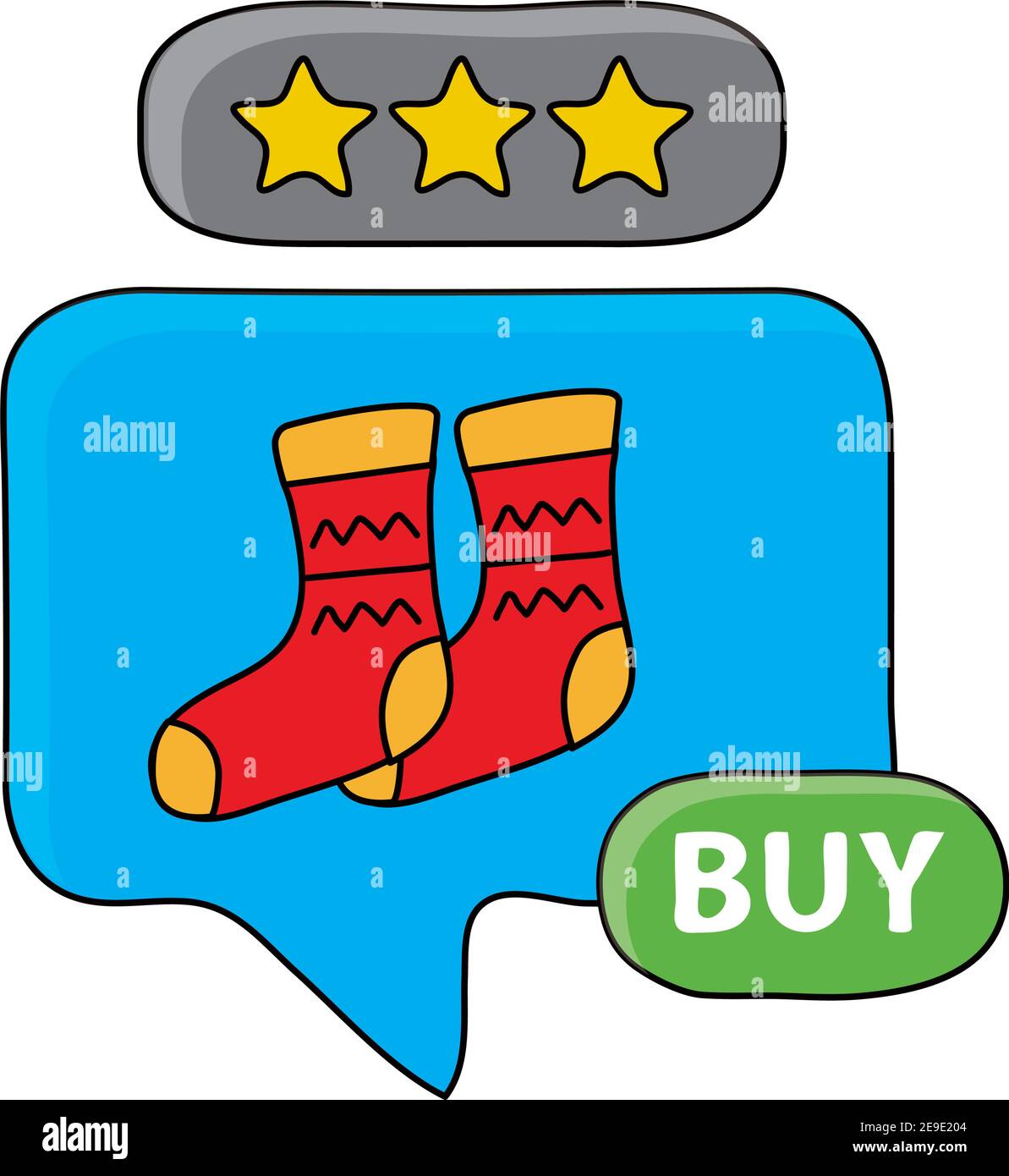 socks in speech bubble with buy online button vector illustration design Stock Vector