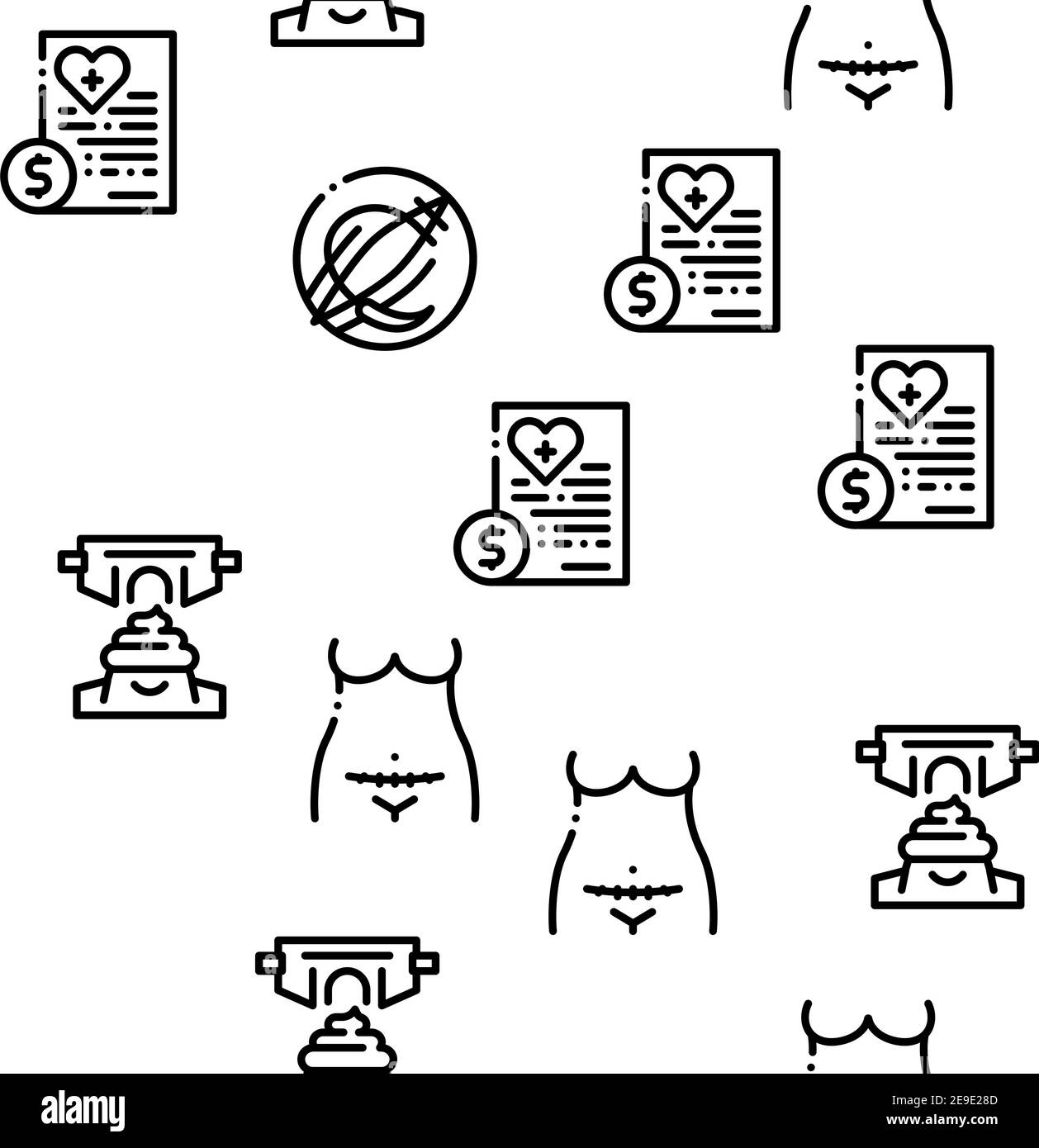 Maternity Hospital Seamless Pattern Vector Stock Vector