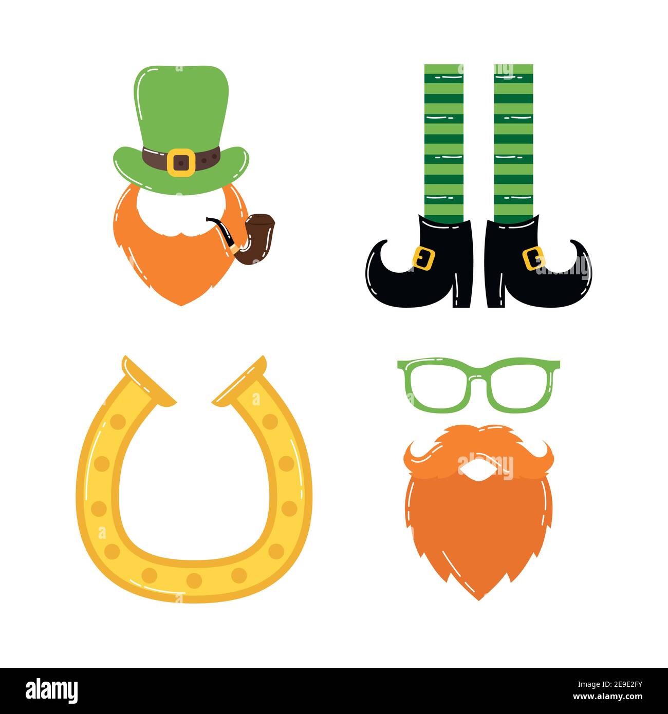 bundle of four saint patricks day icons vector illustration design Stock Vector