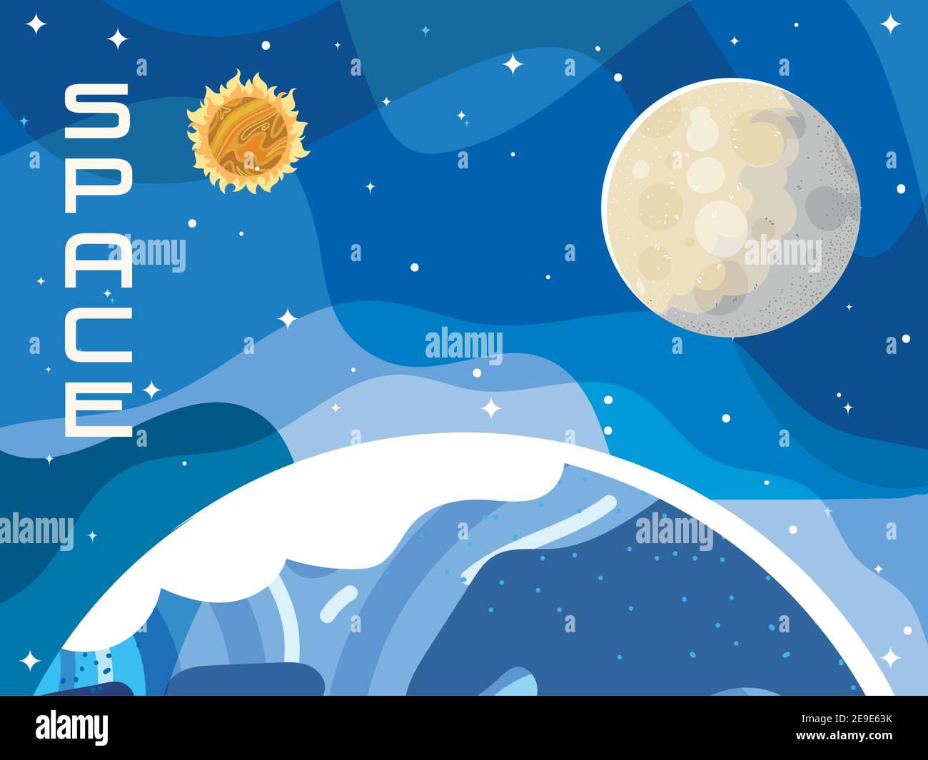 space earth planet surface moon and sun solar system vector ...
