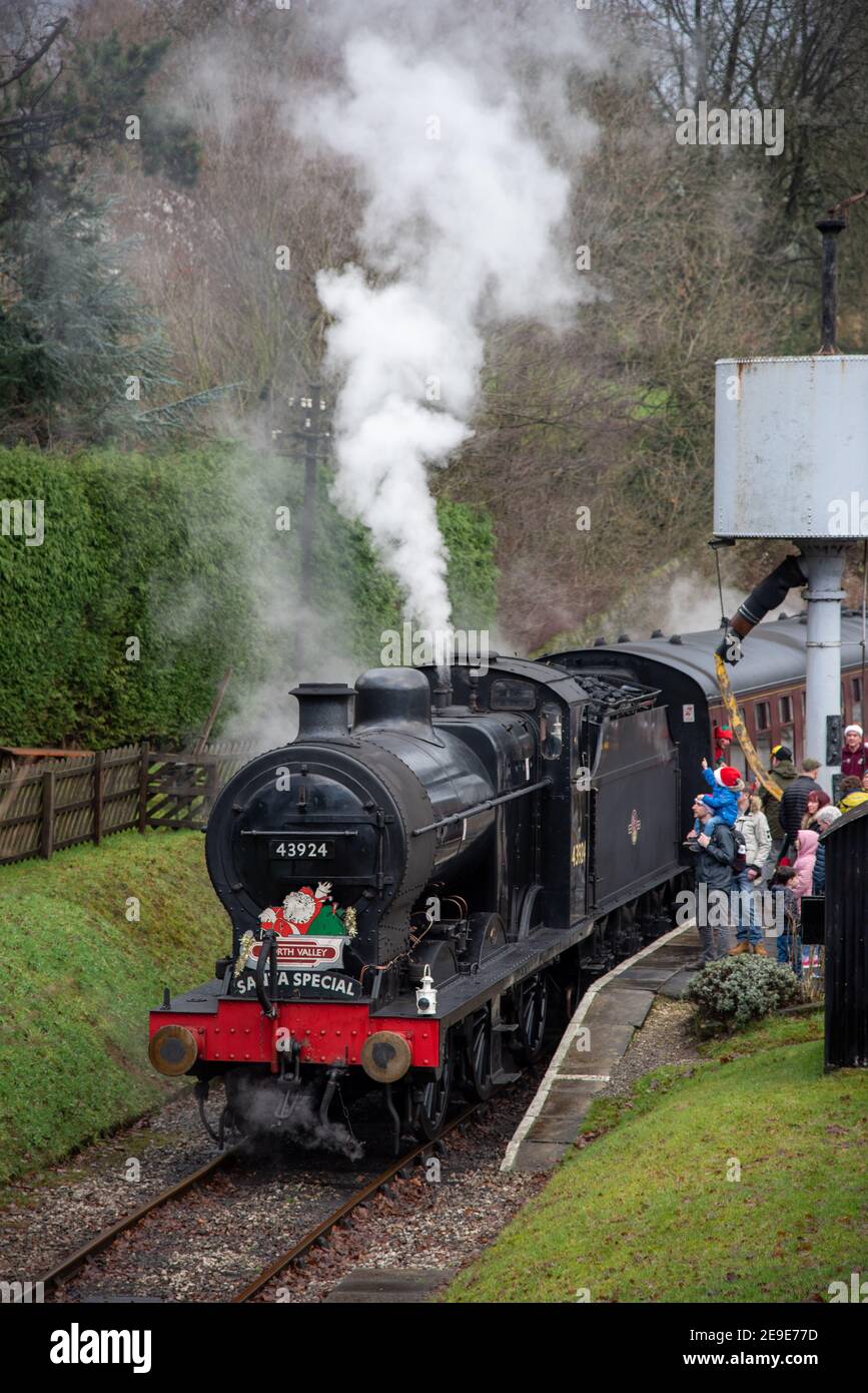 The Santa special Steam train at Oxenhope station Stock Photo