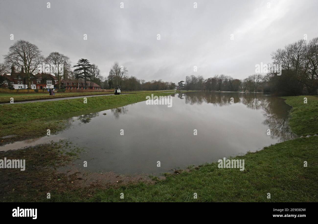 A flooded Cookham moor in Cookham, Berkshire. Picture date: Thursday February 4, 2021. Stock Photo