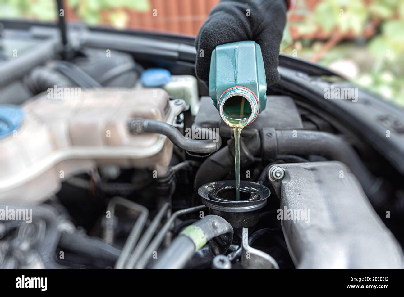 Filling engine oil Stock Photo Alamy