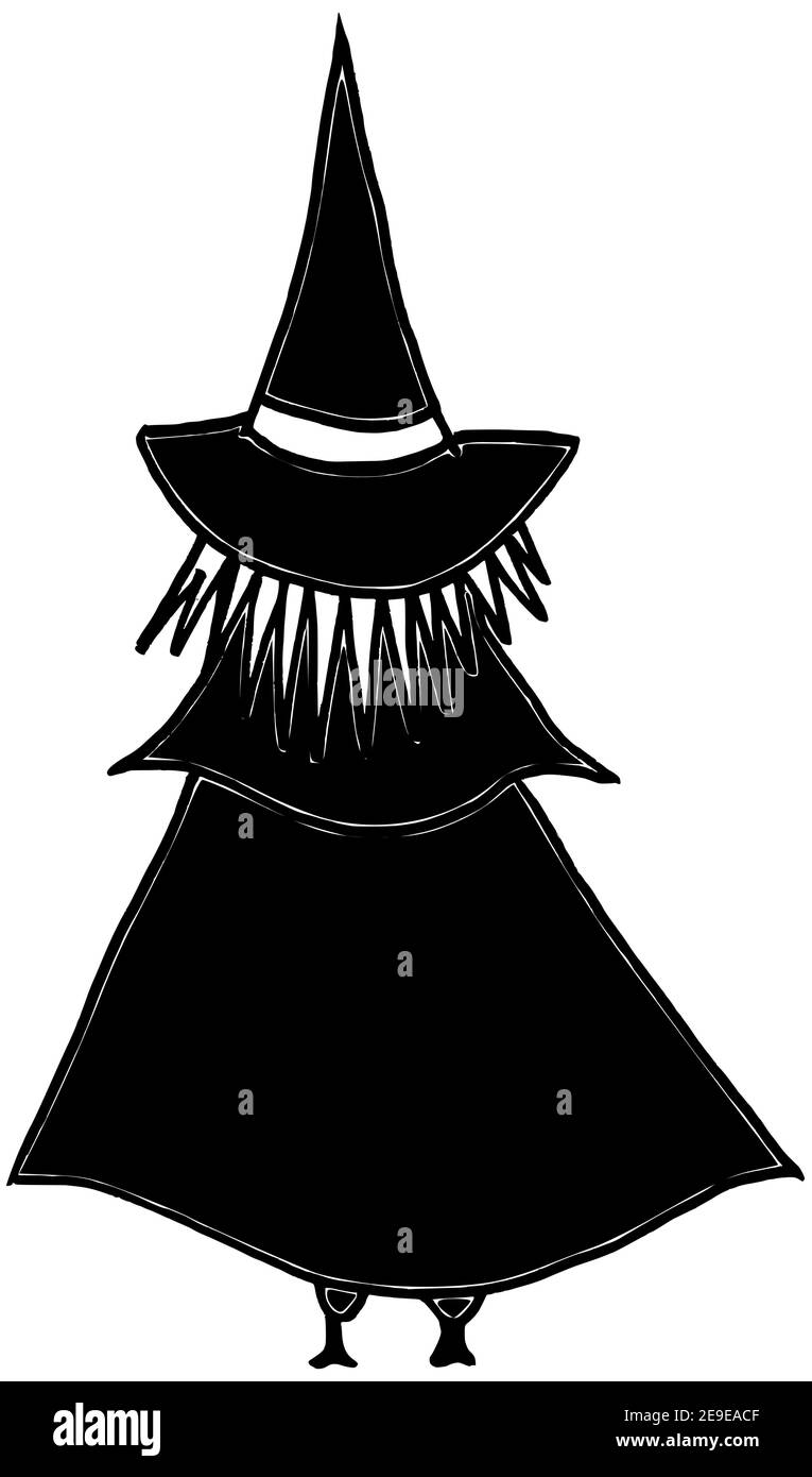Hand drawn witch vector form behind standing Stock Photo