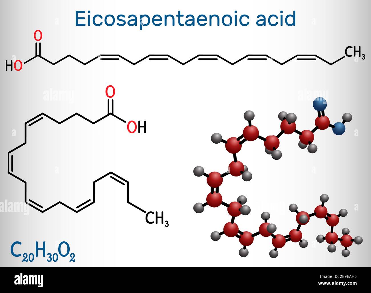 Eicosapentaenoic acid, EPA, icosapentaenoic acid, icosapent molecule