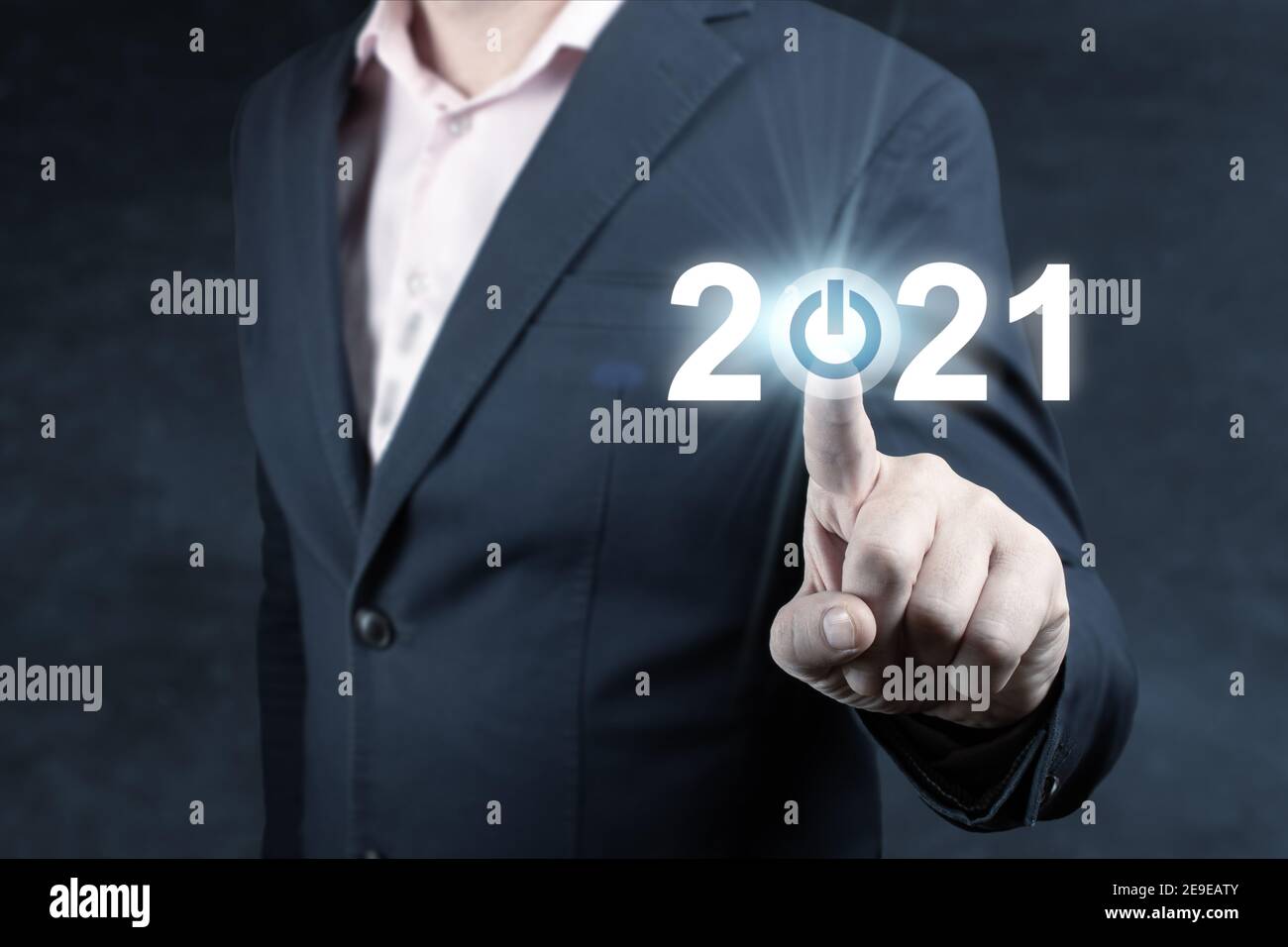 Business and Technology target set goals and achievement in 2021 new year resolution, planning and start up strategies and ideas Stock Photo