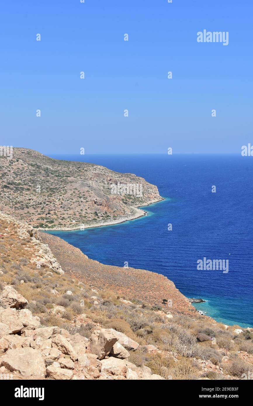 View of the beautiful azure lagoon of Balos on the Greek island of