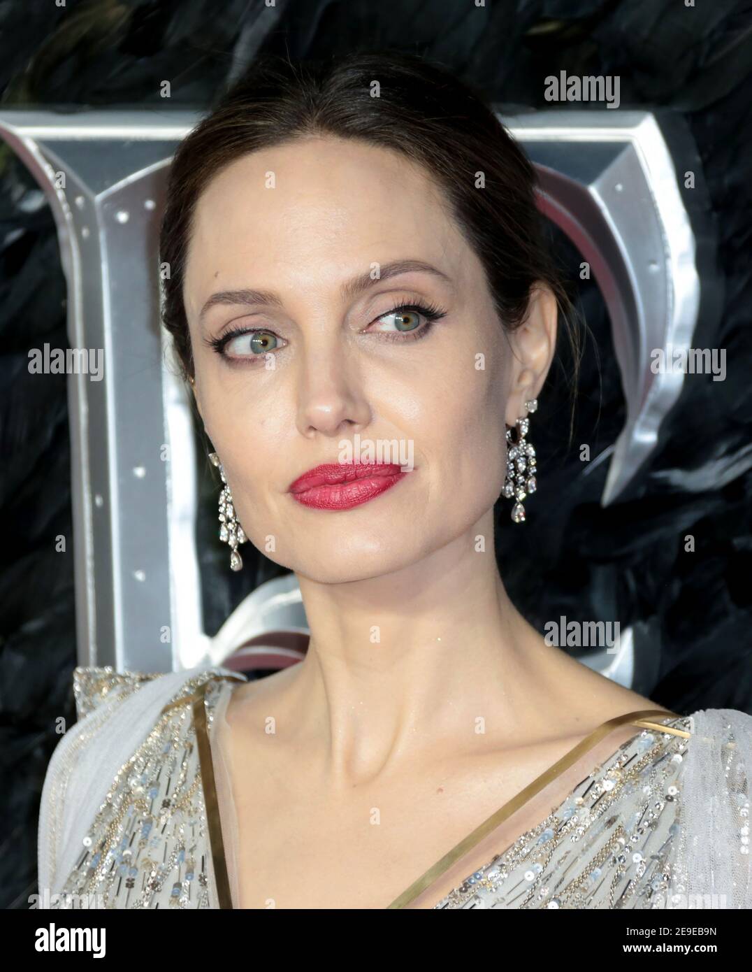 Oct 09, 2019 - London, England, UK - Maleficent: Mistress of Evil European Film Premiere  Photo Shows: Angelina Jolie Stock Photo