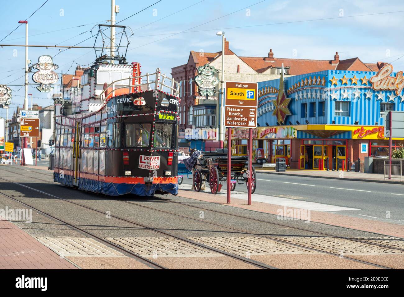 One of Blackpool's famous heritage trams Stock Photo