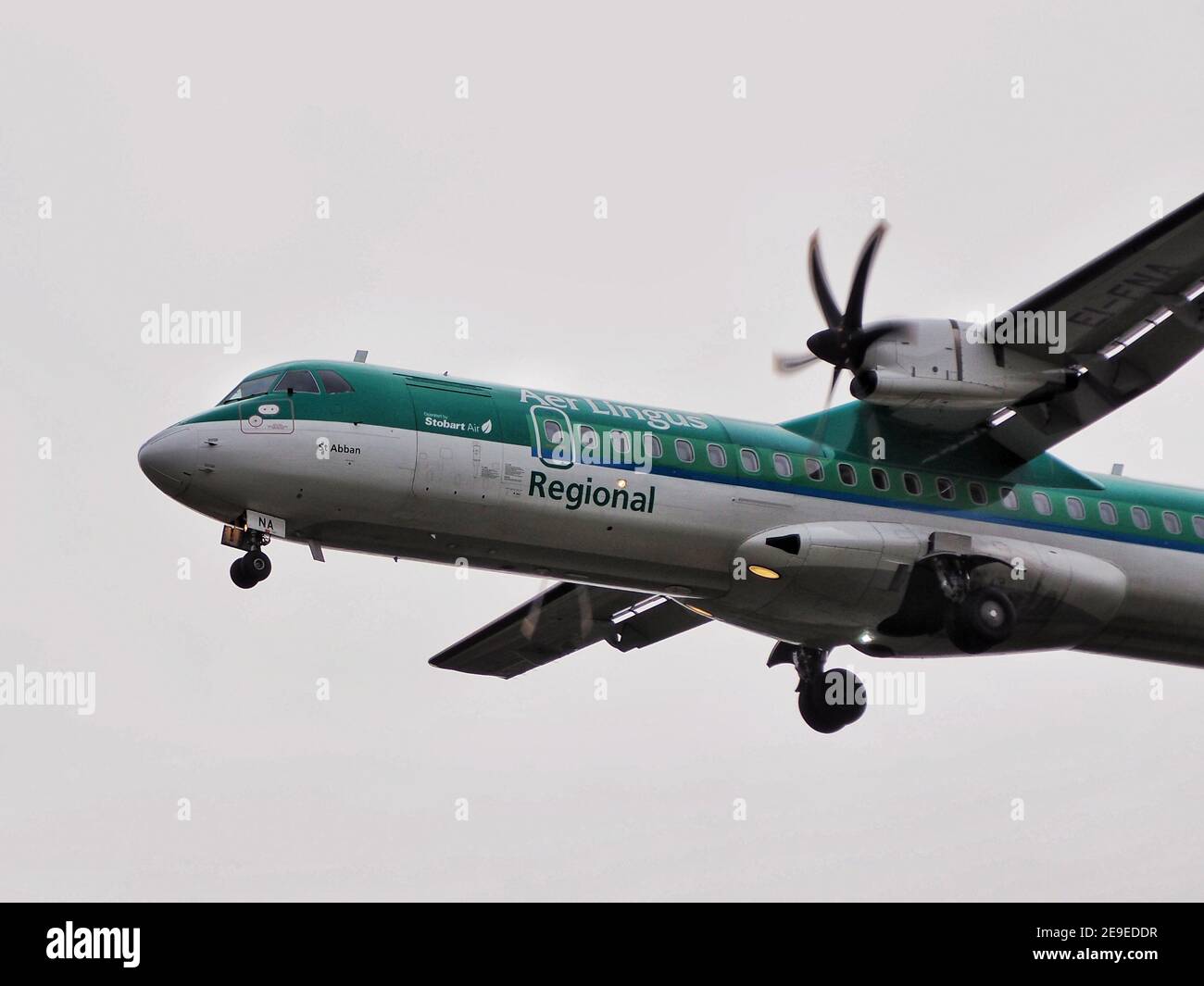 Add Lingus aircraft landing at Belfast city airport Stock Photo