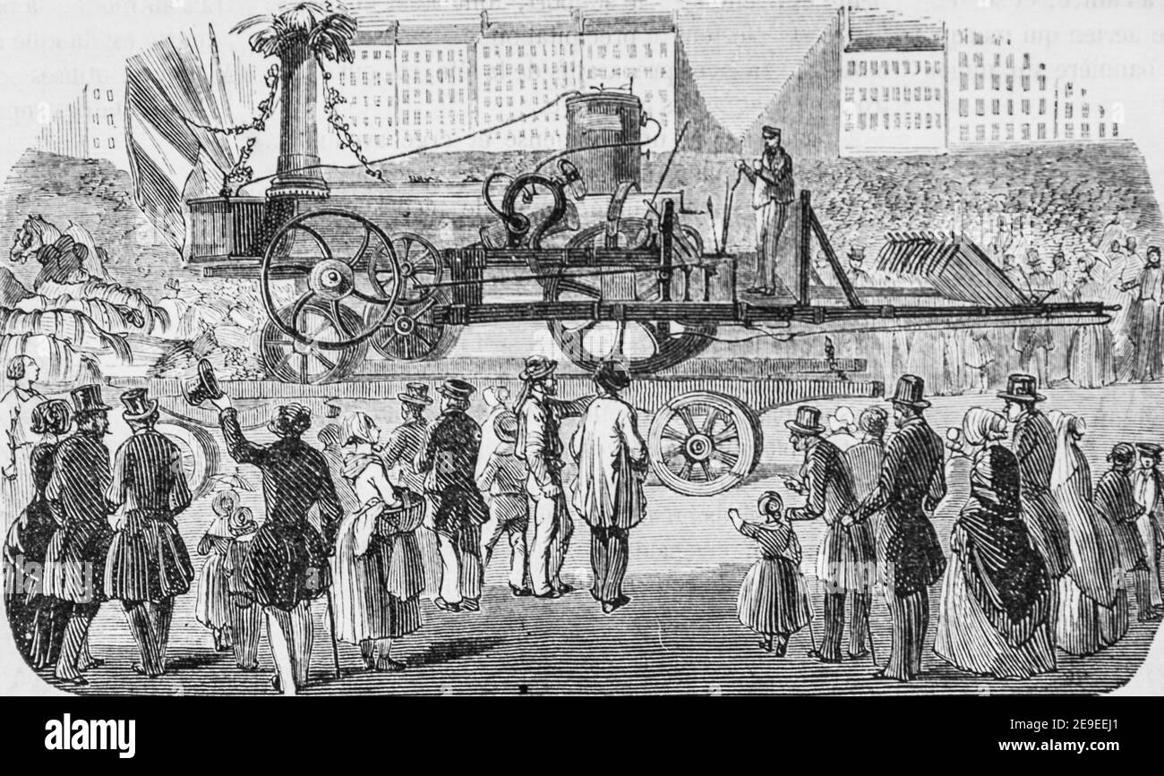 fete du 21 mai trophee de la machine a defricher,tableau de paris par edmond texier,editeur paulin et le chavalier 1853 Stock Photo
