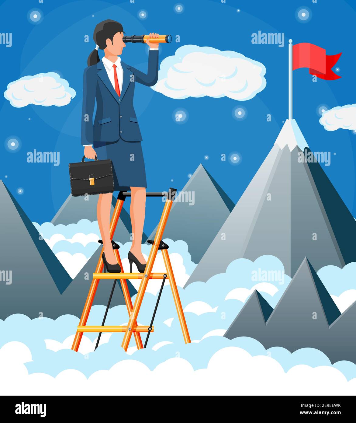 Woman Moving on Rope Ladder in Adventure Park Flat Vector