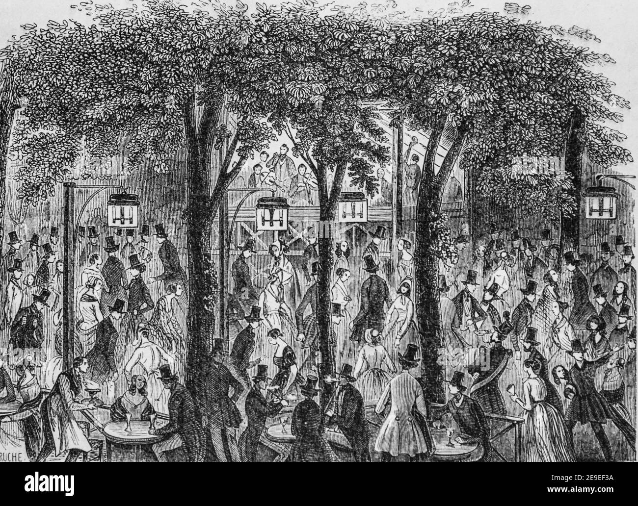 bal de la grande chaumiere boulevard montparnasse, tableau de paris par edmond texier,editeur paulin et le chavalier 1853 Stock Photo