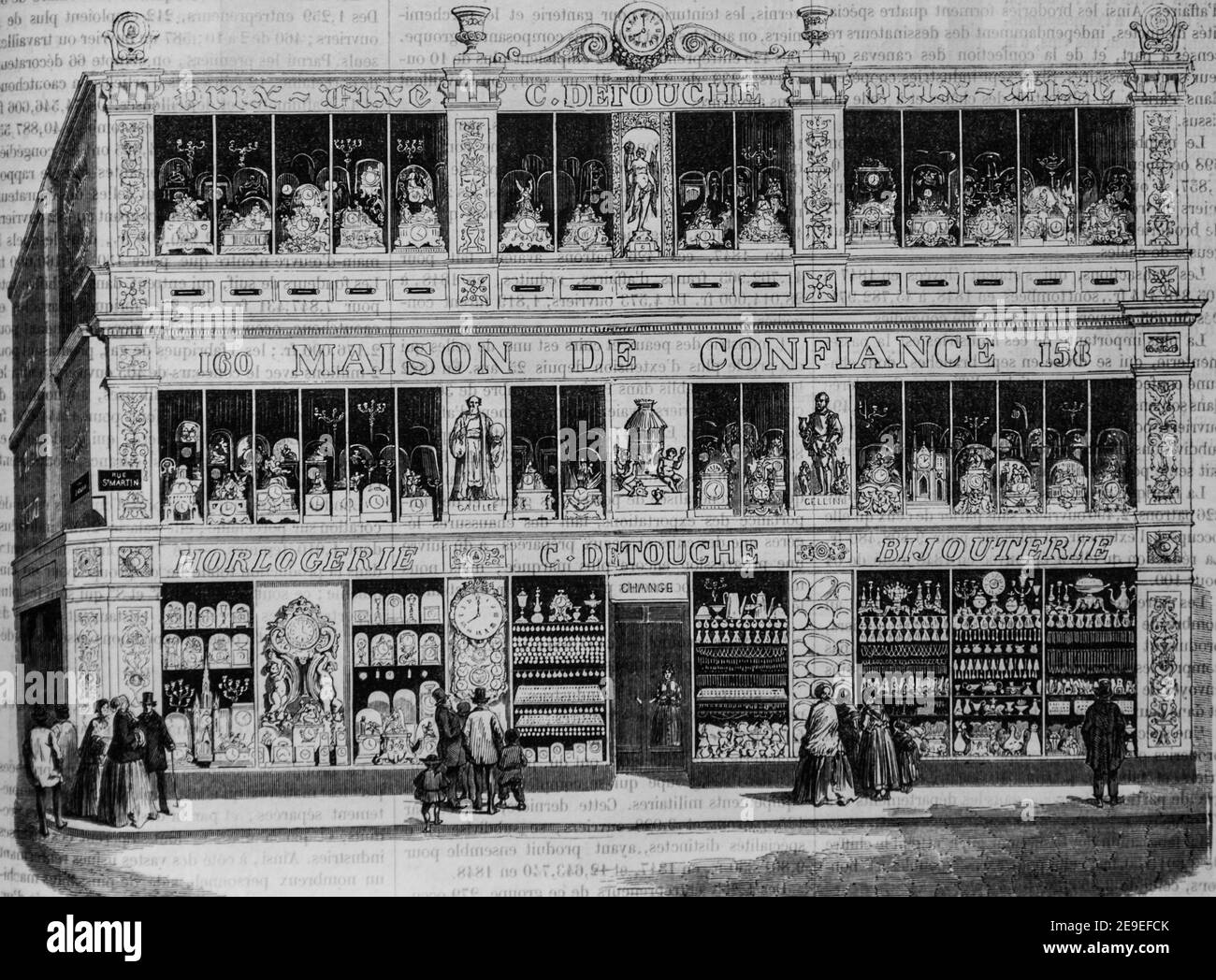 magazin d'horlogerie,orfevrerie et bijouterie, tableau de paris par edmond texier,editeur paulin et le chavalier 1853 Stock Photo
