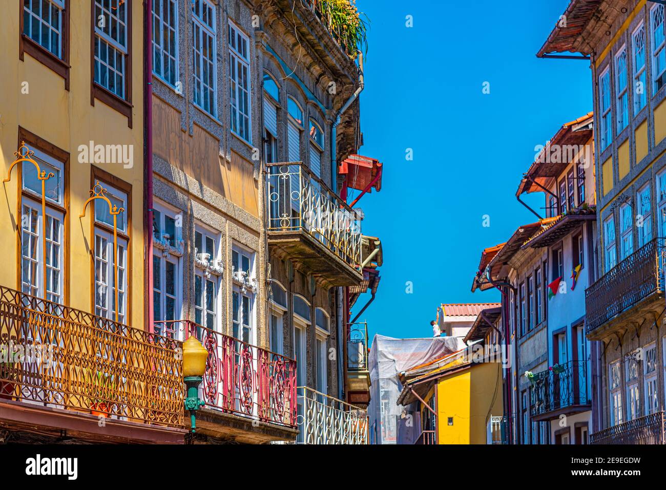 Colorful facades of houses in Guimaraes, Portugal Stock Photo Alamy