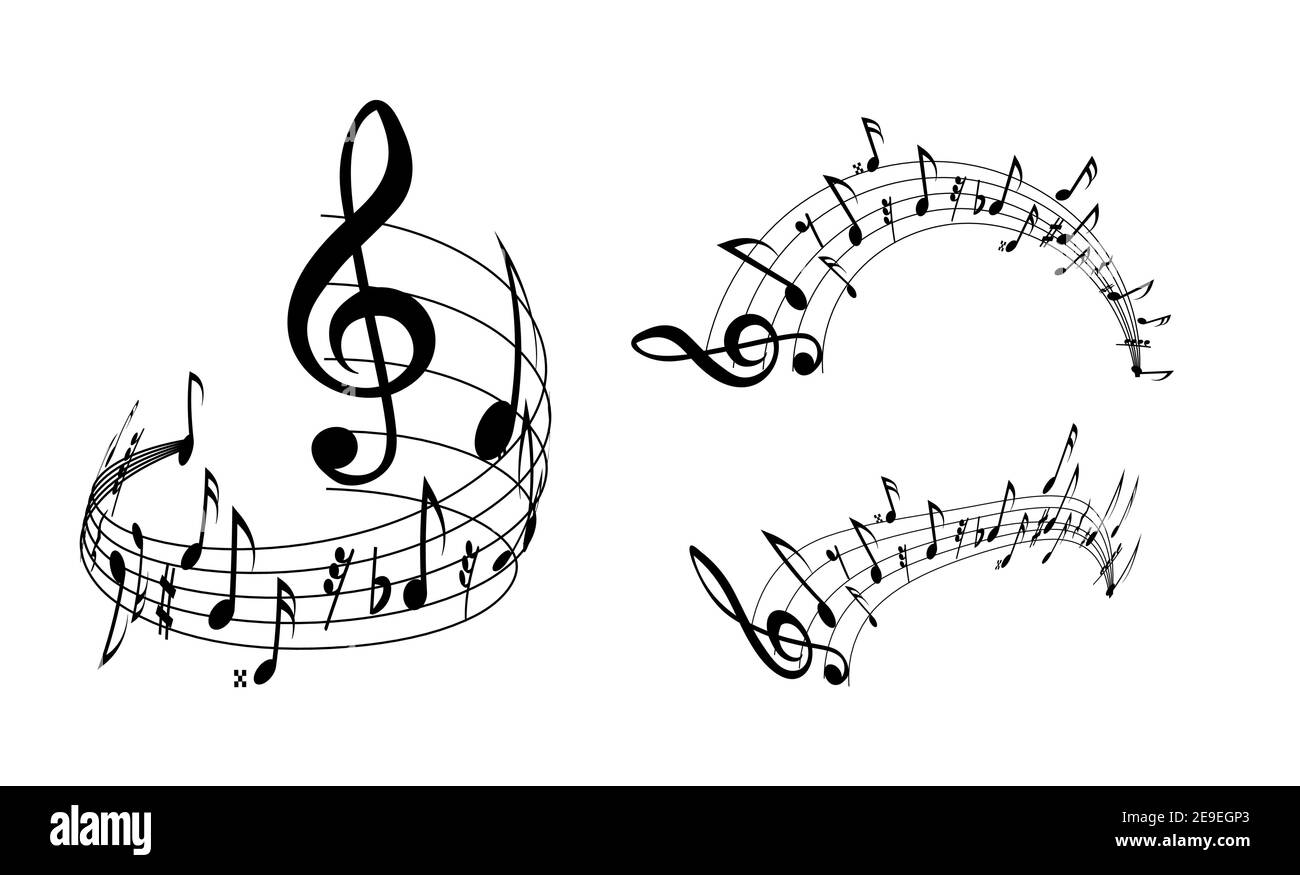 Music notes vector set illustration on white background Stock Vector