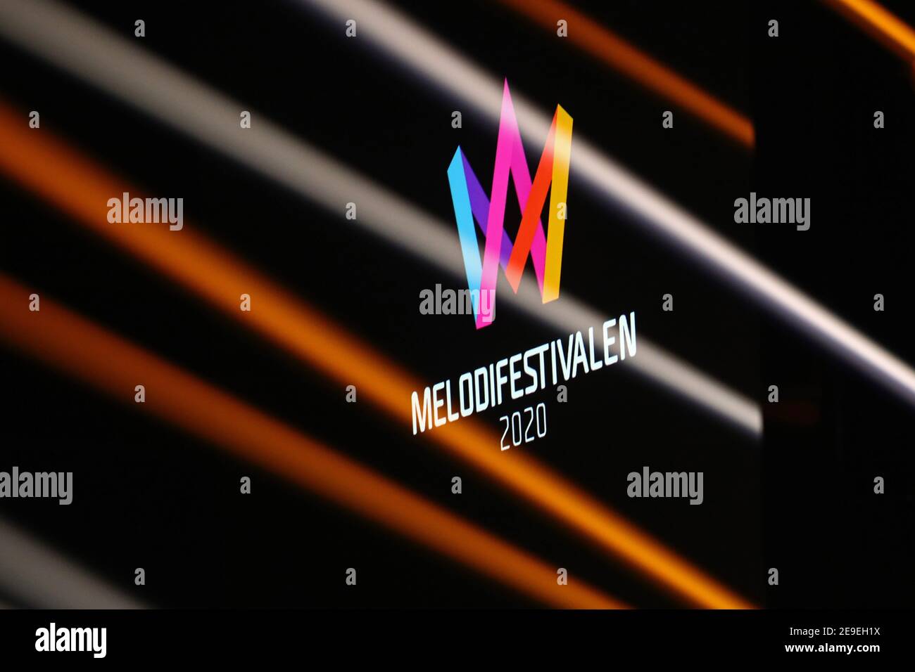 LINKÖPING, SWEDEN- 30 JANUARY 2020:Melodifestivalen the Melody Festival is an annual song competition organised by Swedish public broadcasters Sveriges Television (SVT) and Sveriges Radio (SR). Stock Photo