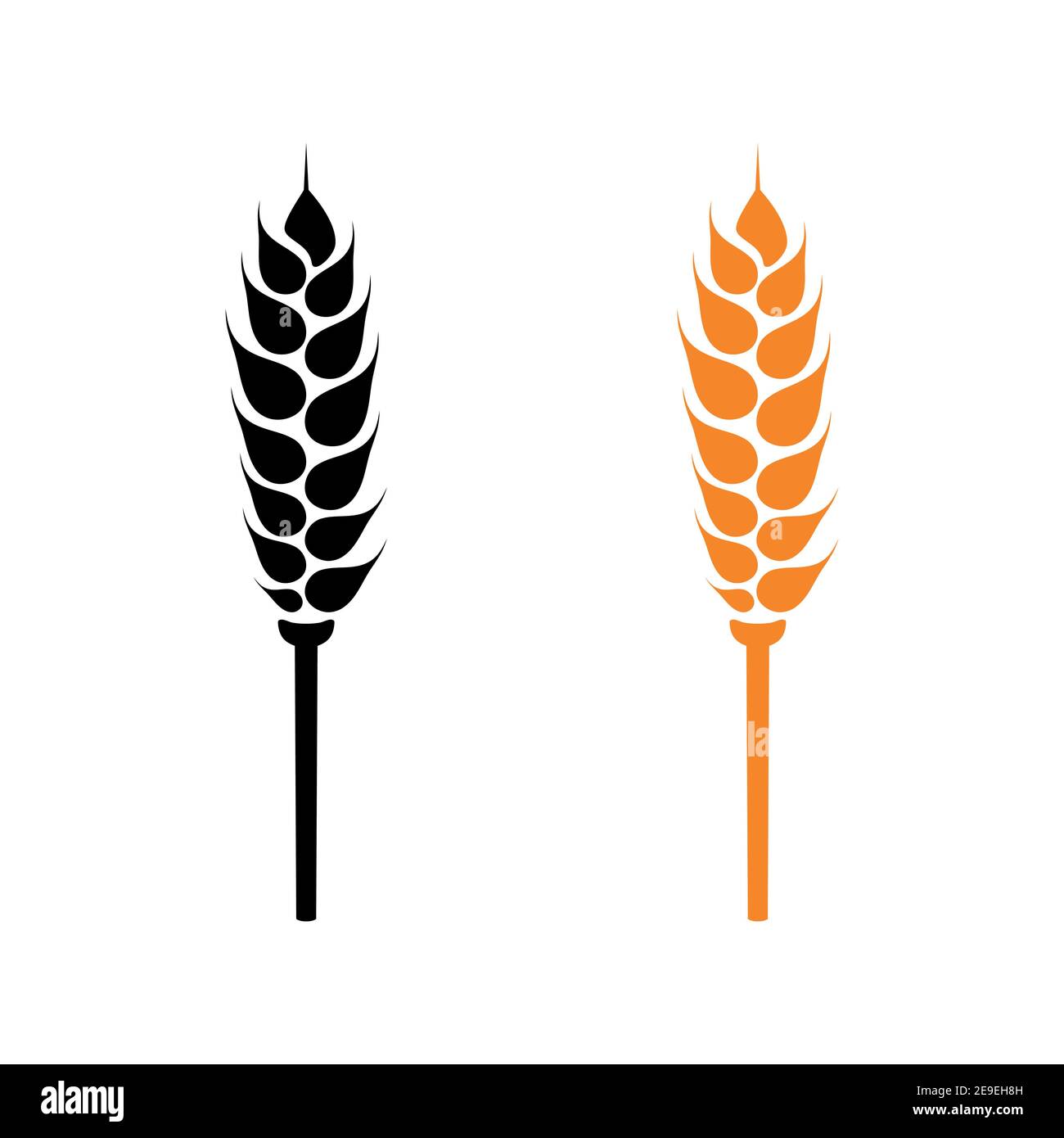 Black and orange abstract ears of wheat. Vector illustration on white ...