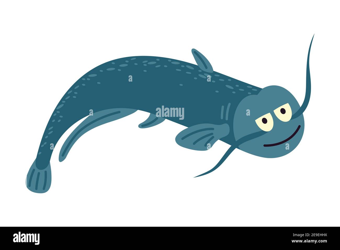 Happy cartoon catfish. Vector illustration isolated on white background