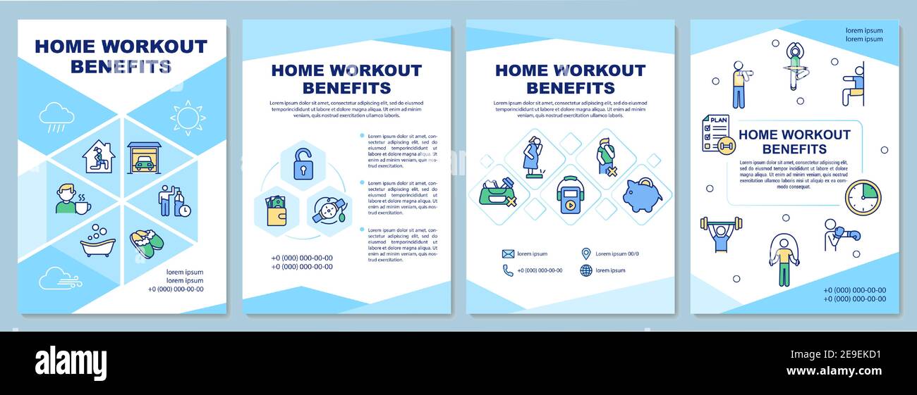 Home workout benefits brochure template Stock Vector