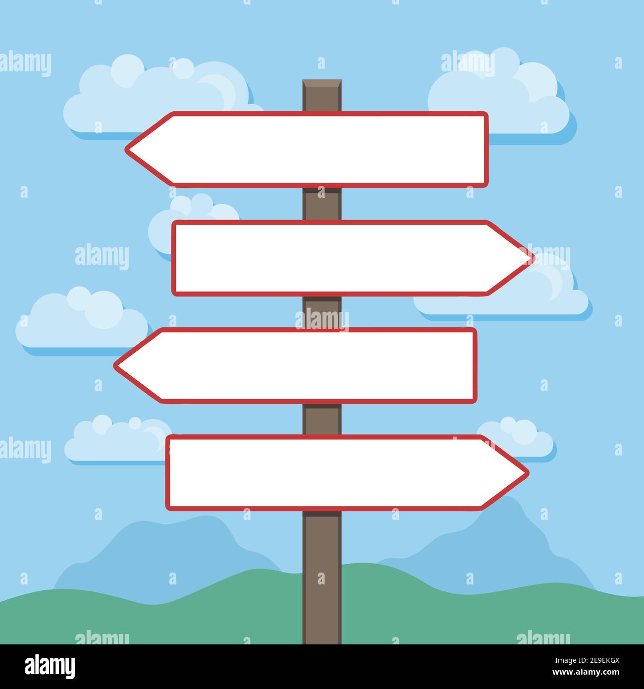 Blank direction signs with landscape in background. Vector illustration ...