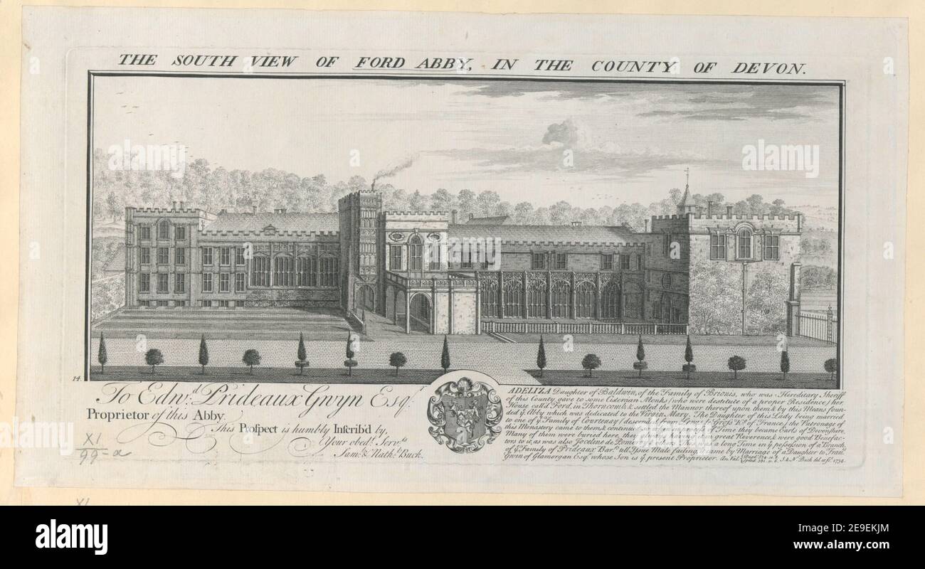 FORD ABBY, DEVONSHIRE.  Author  Sparrow, Samuel 11.99.a . Place of publication: [London] Publisher: [publisher not identified] Date of publication: 1 Oct 1772.  Item type: 1 print Medium: etching Dimensions: sheet 20.8 x 16.2 cm  Former owner: George III, King of Great Britain, 1738-1820 Stock Photo