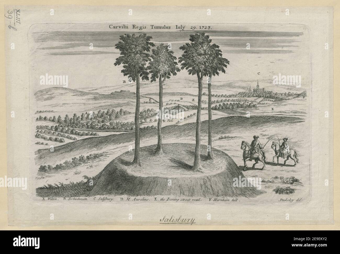 Carvili Regis Tumulus July 29 1723.  Author  Stukeley, William 43.39.b. Place of publication: [England] Publisher: [printed for the author] Date of publication: [1724]  Item type: 1 print Medium: etching Dimensions: platemark 17.7 x 27.9 cm, on sheet 21.5 x 32.4 cm.  Former owner: George III, King of Great Britain, 1738-1820 Stock Photo