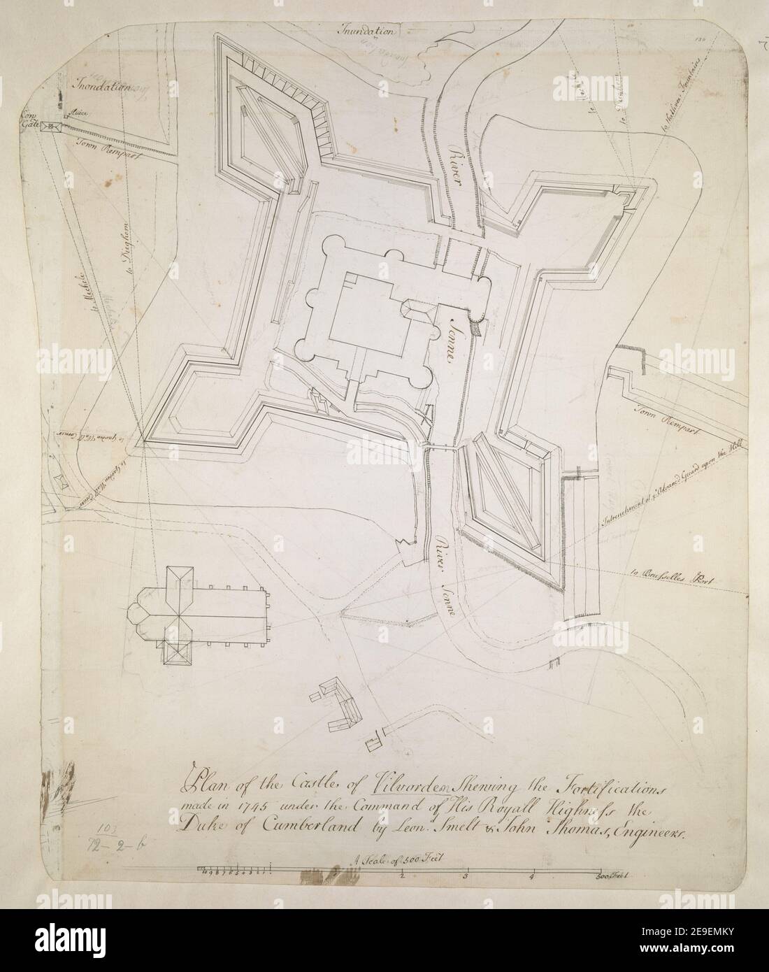 Plan of the Castle of Vilvorden  Author  Smelt, Leonard 103.72.2.b. Date of publication: [about 1745]  Item type: 1 map Medium: manuscript, graphite and ink Dimensions: 49.2 x 40 cm  Former owner: George III, King of Great Britain, 1738-1820 Stock Photo