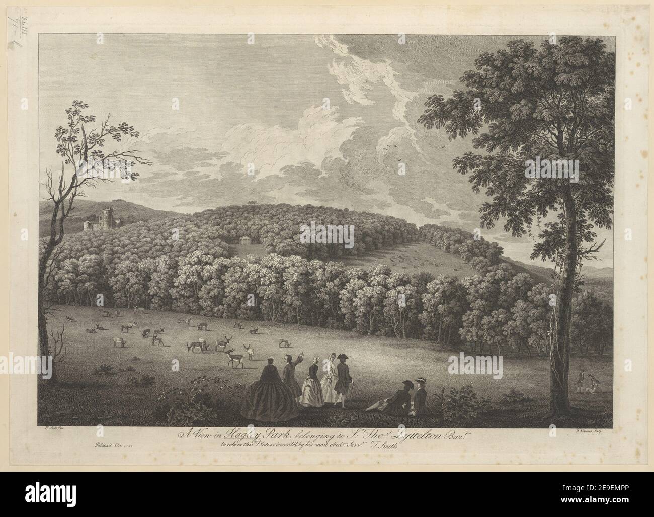 A View in Hagley Park, belonging to Sr: Tho:s Lyttleton Bar.t  Author  VivareÃÄs, FrancÃßois 43.71.b. Place of publication: [London?] Publisher: Publish'd Oct., Date of publication: 1749.  Item type: 1 print Medium: etching and engraving Dimensions: platemark 39.3 x 54.4 cm  Former owner: George III, King of Great Britain, 1738-1820 Stock Photo