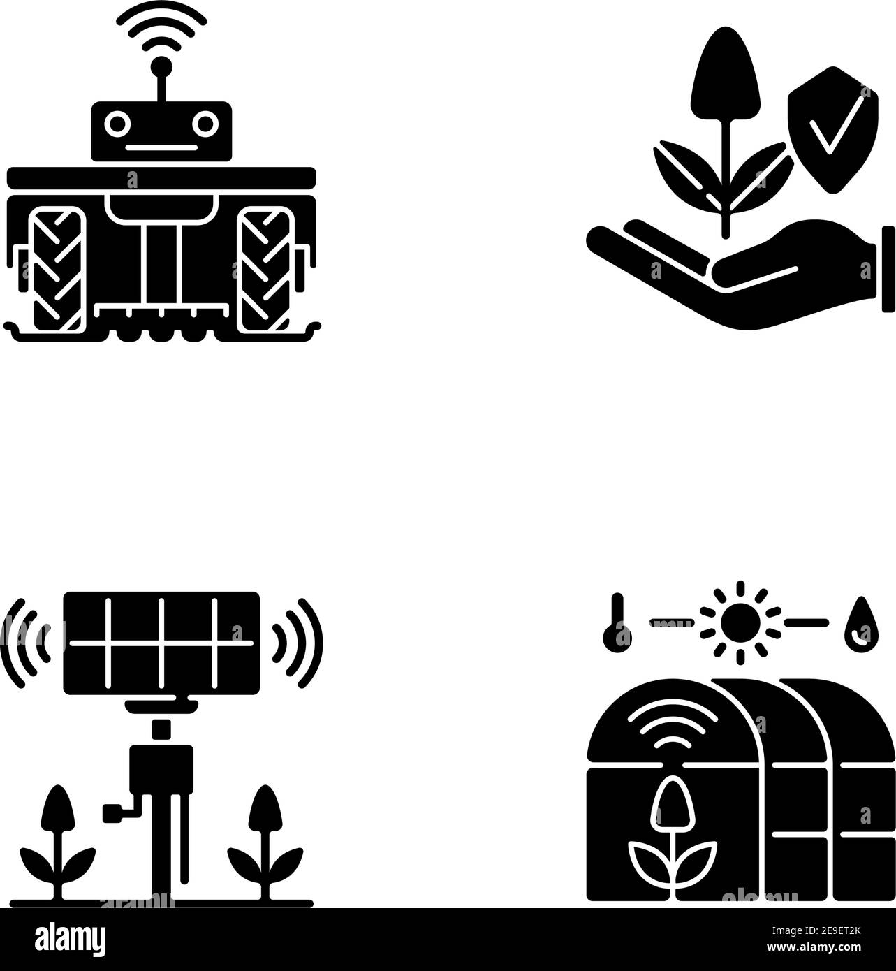 Smart agriculture black glyph icons set on white space Stock Vector ...