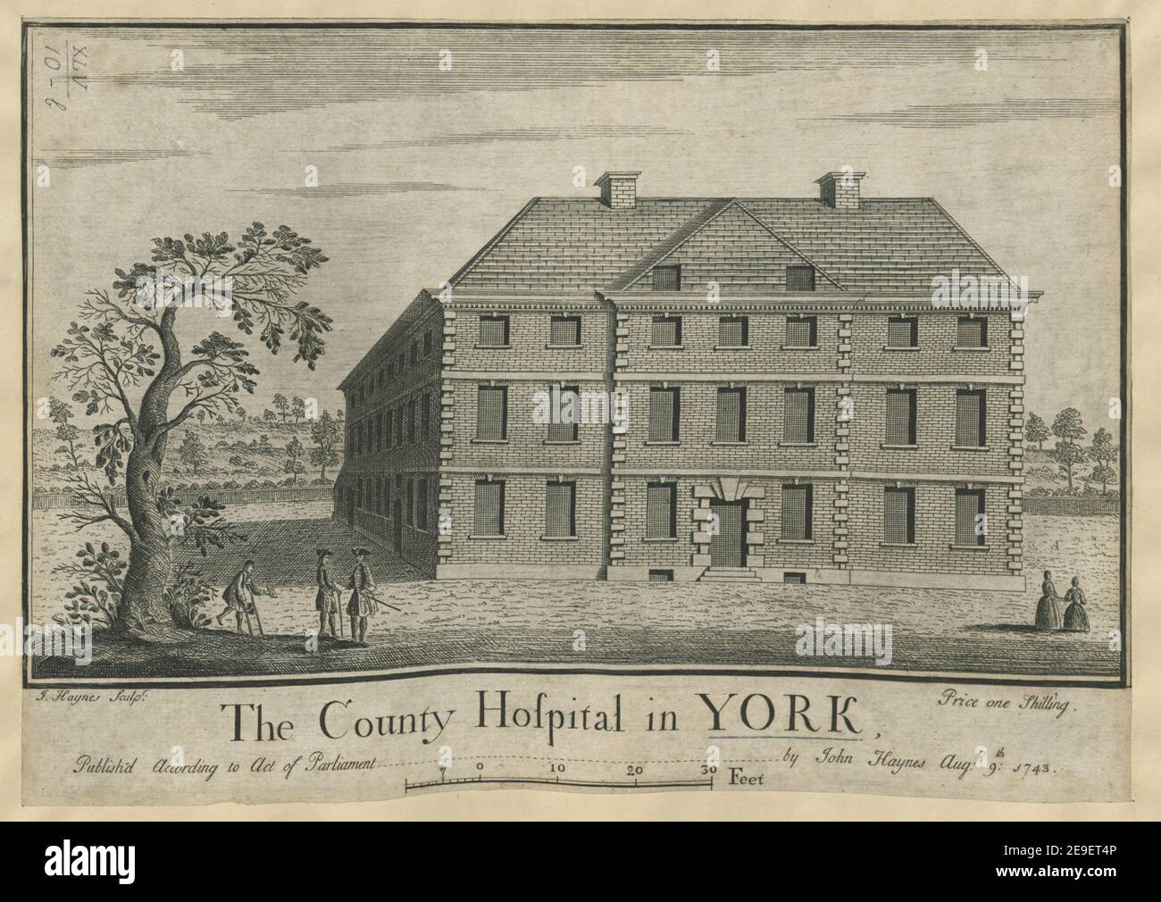 The County Hospital in York.  Author  Haynes, John 45.10.b. Place of publication: [York] Publisher: [J. Haynes]., Date of publication: [1743.]  Item type: 1 print Medium: etching and engraving Dimensions: platemark 21.0 x 29.6 cm  Former owner: George III, King of Great Britain, 1738-1820 Stock Photo