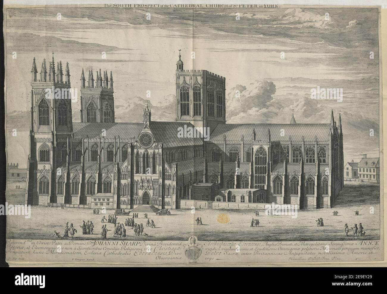 The South Prospect of the Cathedral Church of St. Peter in York.  Author  Kip, Johannes 45.7.i. Place of publication: [London] Publisher: [J. Smith , P. Tempest] Date of publication: [1710s c.]  Item type: 1 print Medium: etching and engraving Dimensions: sheet 44.7 x 64.8 cm [trimmed within platemark].  Former owner: George III, King of Great Britain, 1738-1820 Stock Photo