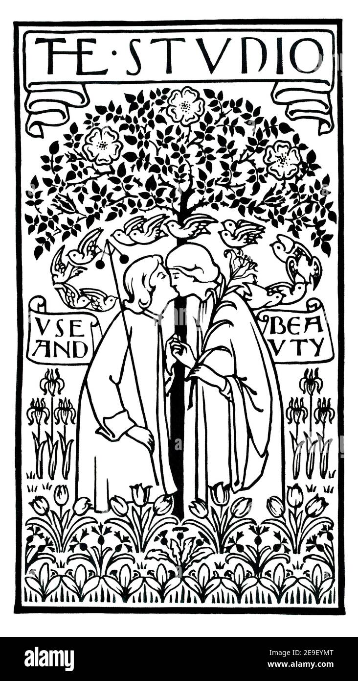 1893 Cover design by Aubrey Beardsley of Volume 1, The Studio an Illustrated Magazine of Fine and Applied Art Stock Photo