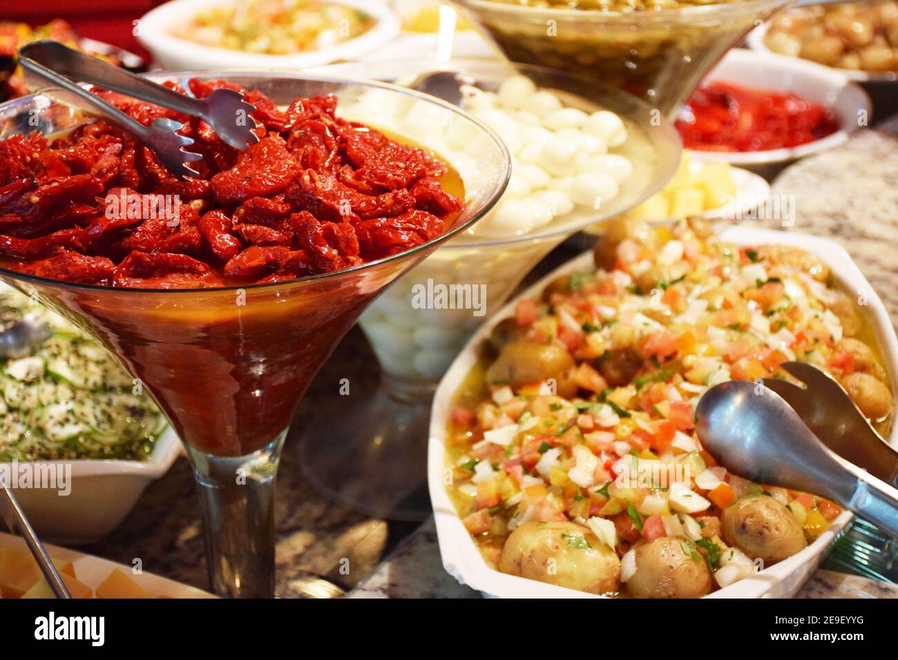 Salad and vegetable buffets with pepper Stock Photo