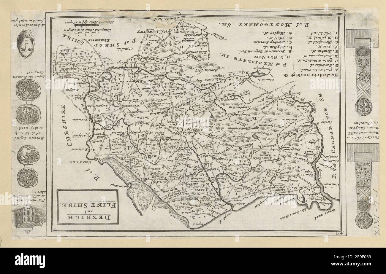 Denbigh and Flint Shire.  Author  Moll, Herman 46.7.1. Place of publication: [London] Publisher: [Thos. Bowles , J. Bowles] Date of publication: [1724 c.]  Item type: 1 map Medium: copperplate engraving Dimensions: 18.0 X 24.4 cm  Former owner: George III, King of Great Britain, 1738-1820 Stock Photo