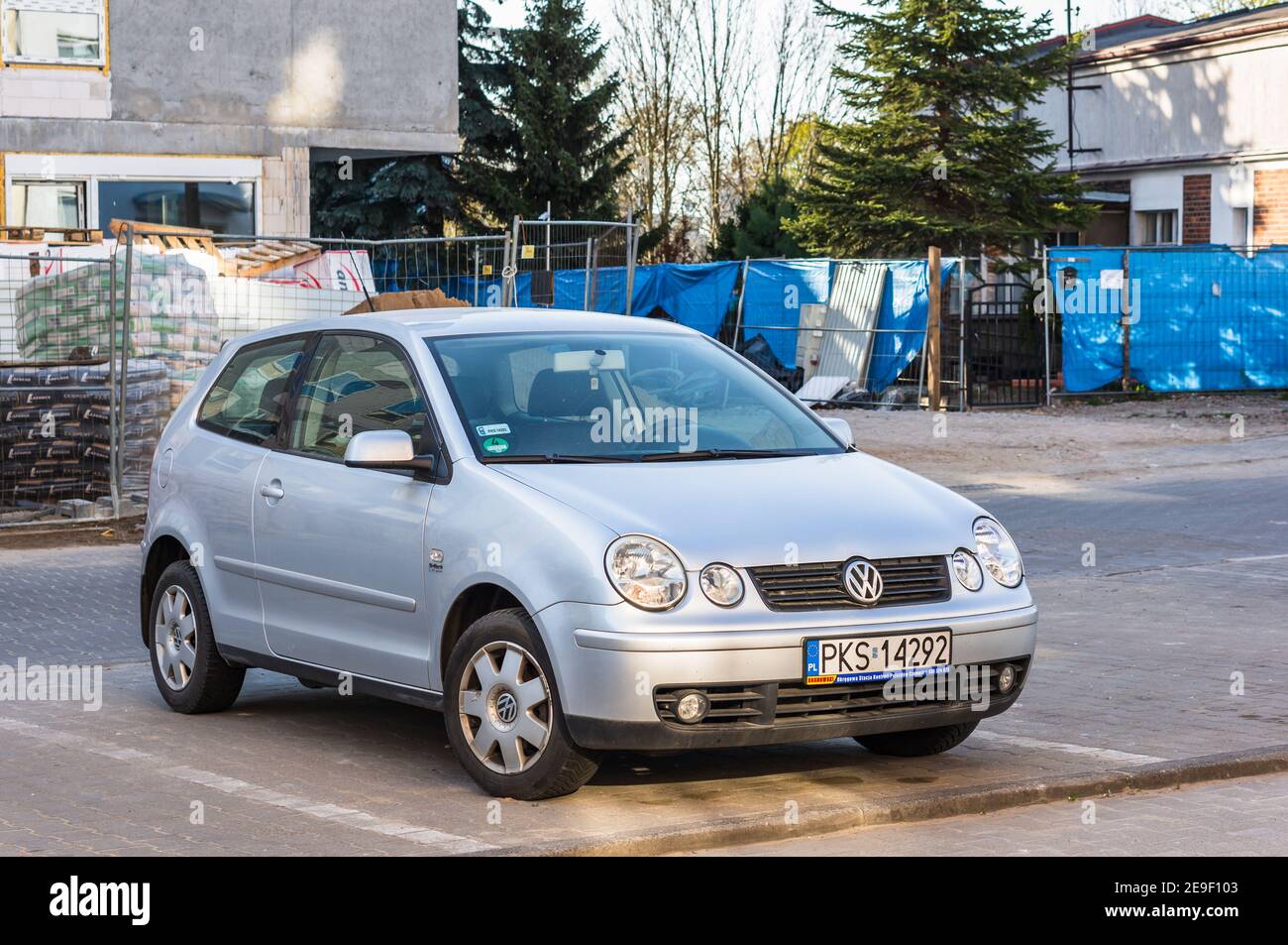 POZNAN, POLAND - Apr 17, 2019: Parked small grey Volkswagen Lupo car on a parking lot. Stock Photo
