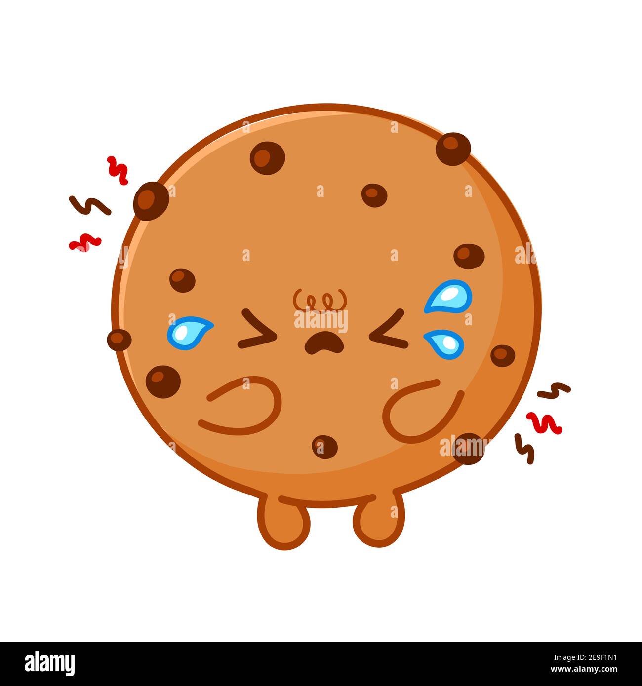 Cute funny sad cookie with chocolate chips. Vector flat line cartoon kawaii  character illustration icon. Isolated on white background. Homemade cookie  character concept Stock Vector Image & Art - Alamy