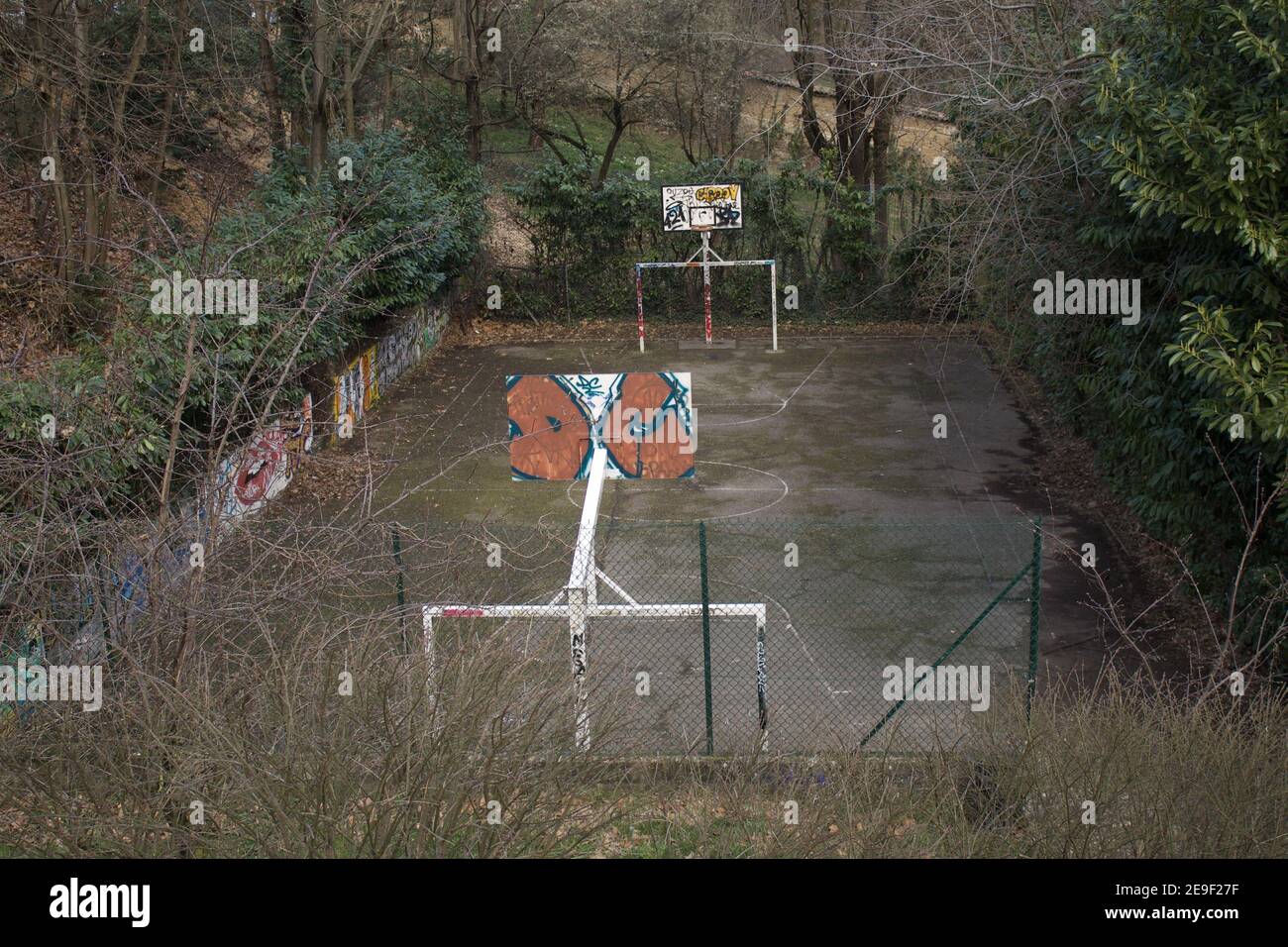 The lost basketball court Stock Photo Alamy